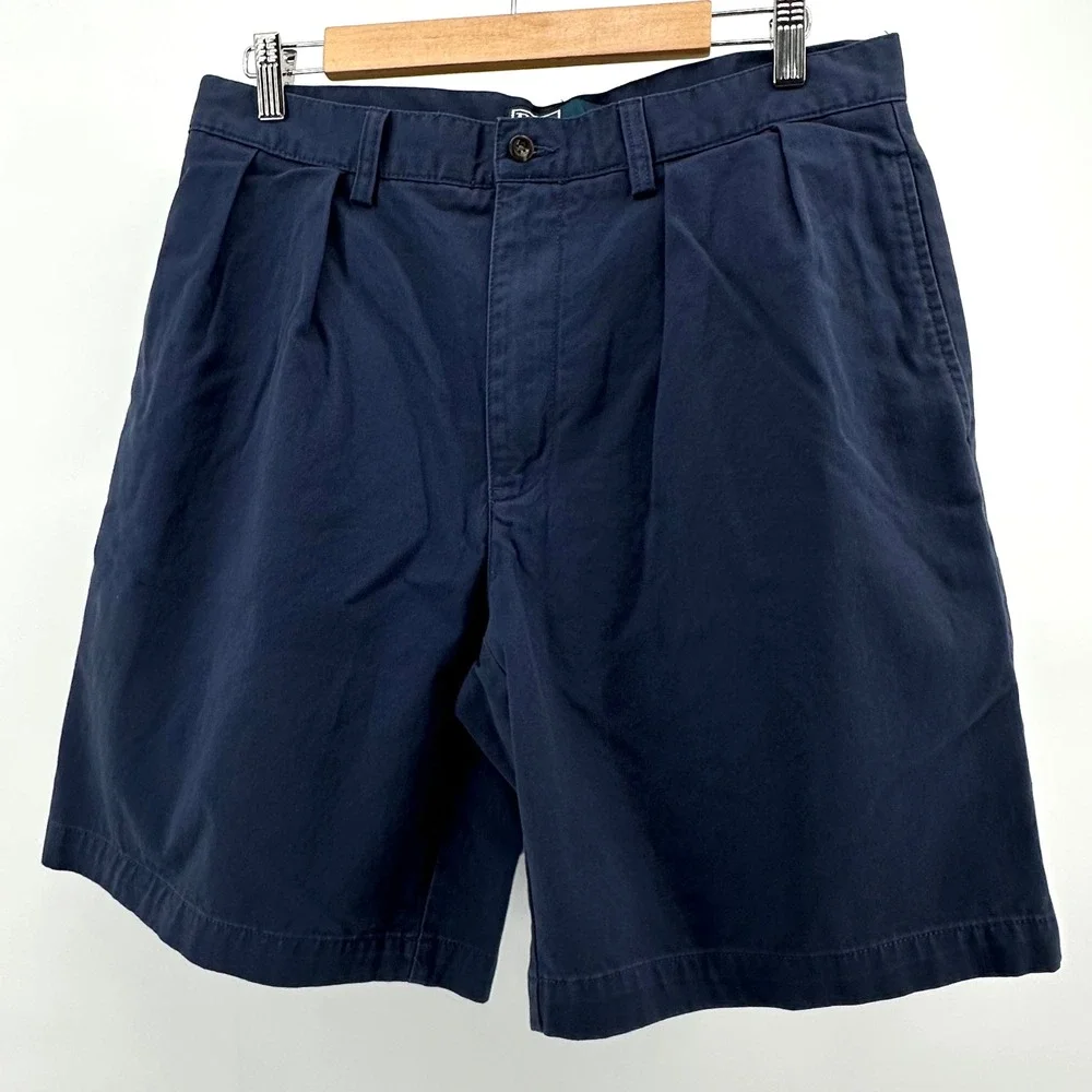 VTG Polo Ralph Lauren Mens Tyler Fit Pleated Chino Shorts Blue Cotton Size 33